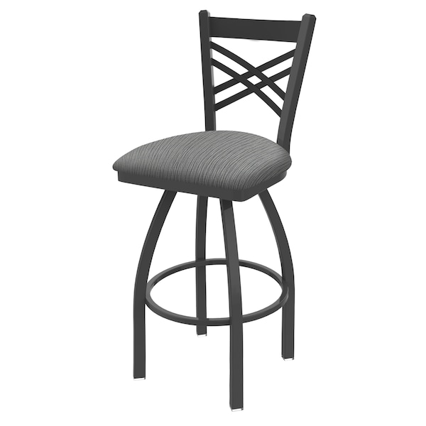 25" Swivel Counter Stool, Pewter Finish, Graph Seat